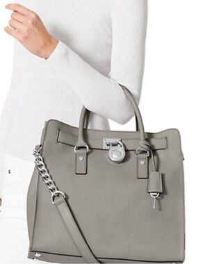Michael Kors Grey Hamilton Saffiano Large Leather Tote Bag